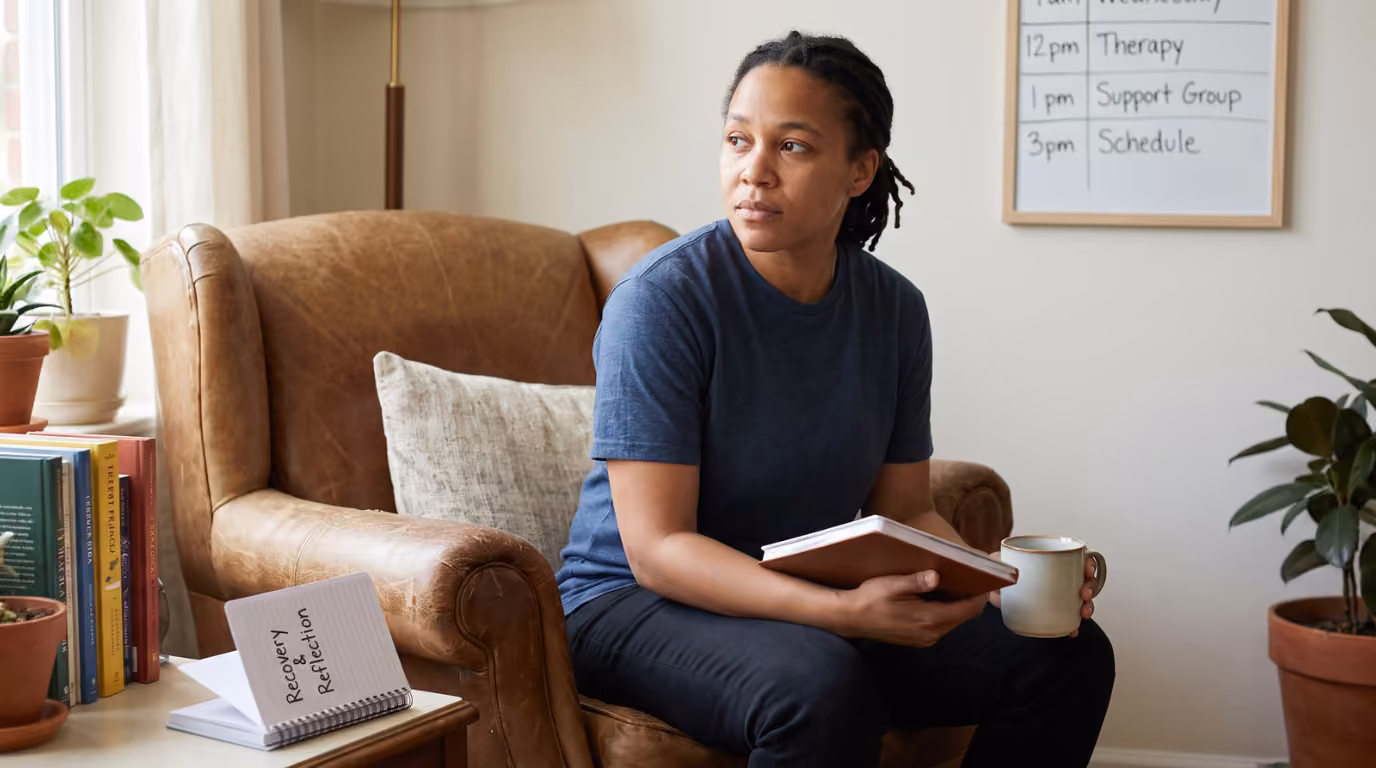 A woman looking off into the distance holding a book, The benefits of Sobriety, 10 reasons to get sober